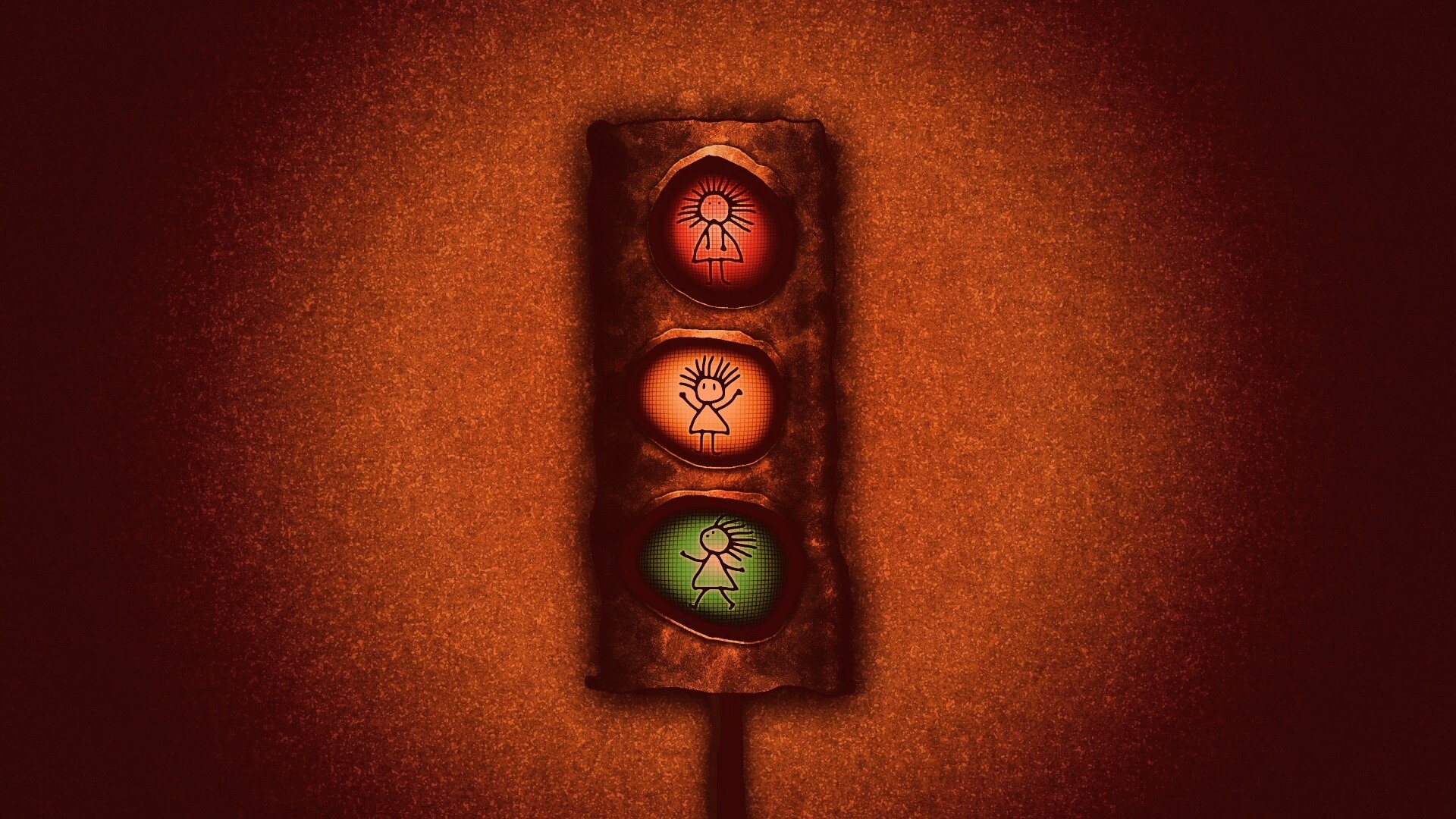 Нарисованный светофор обои