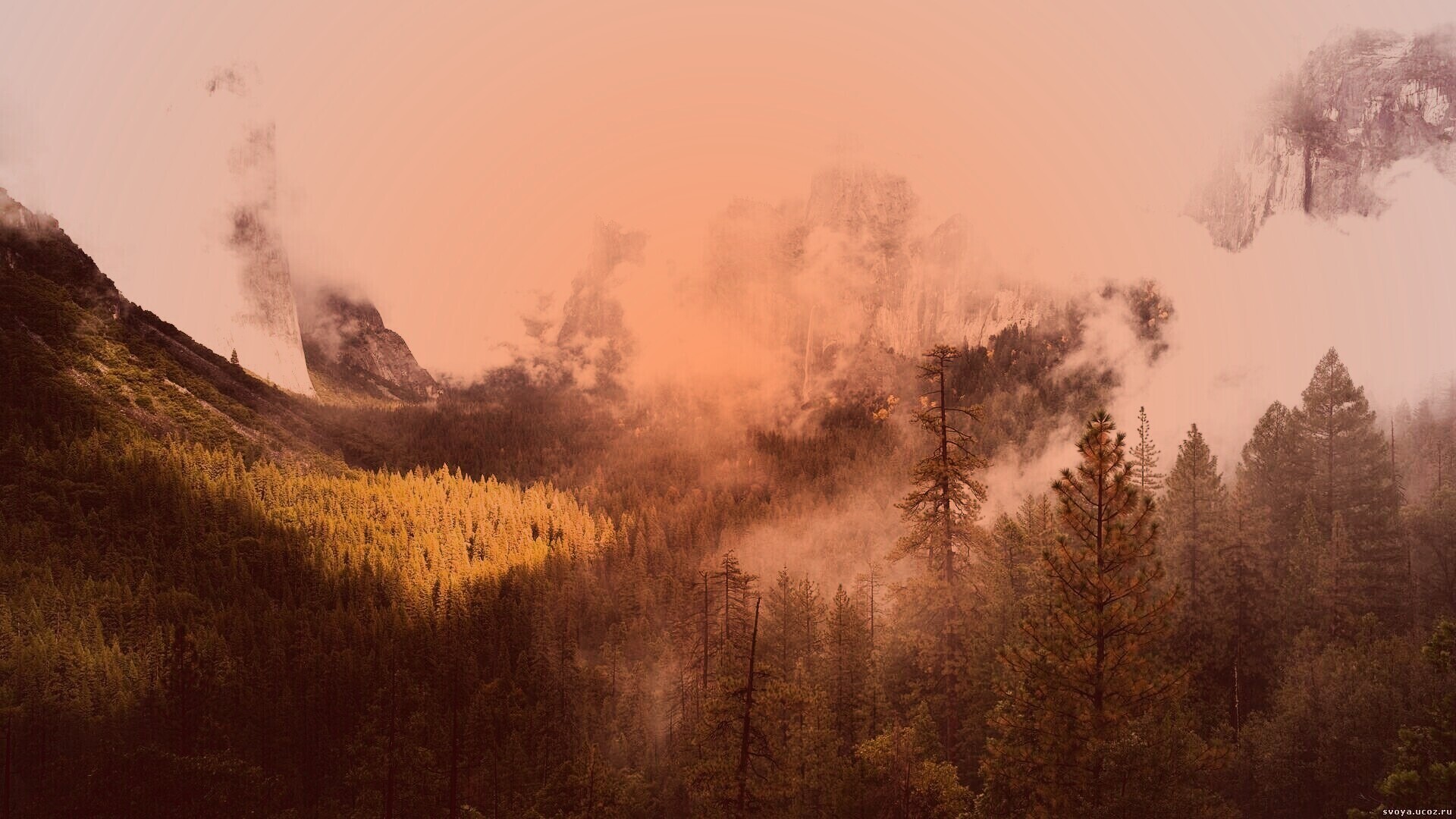 Туман в горах обои