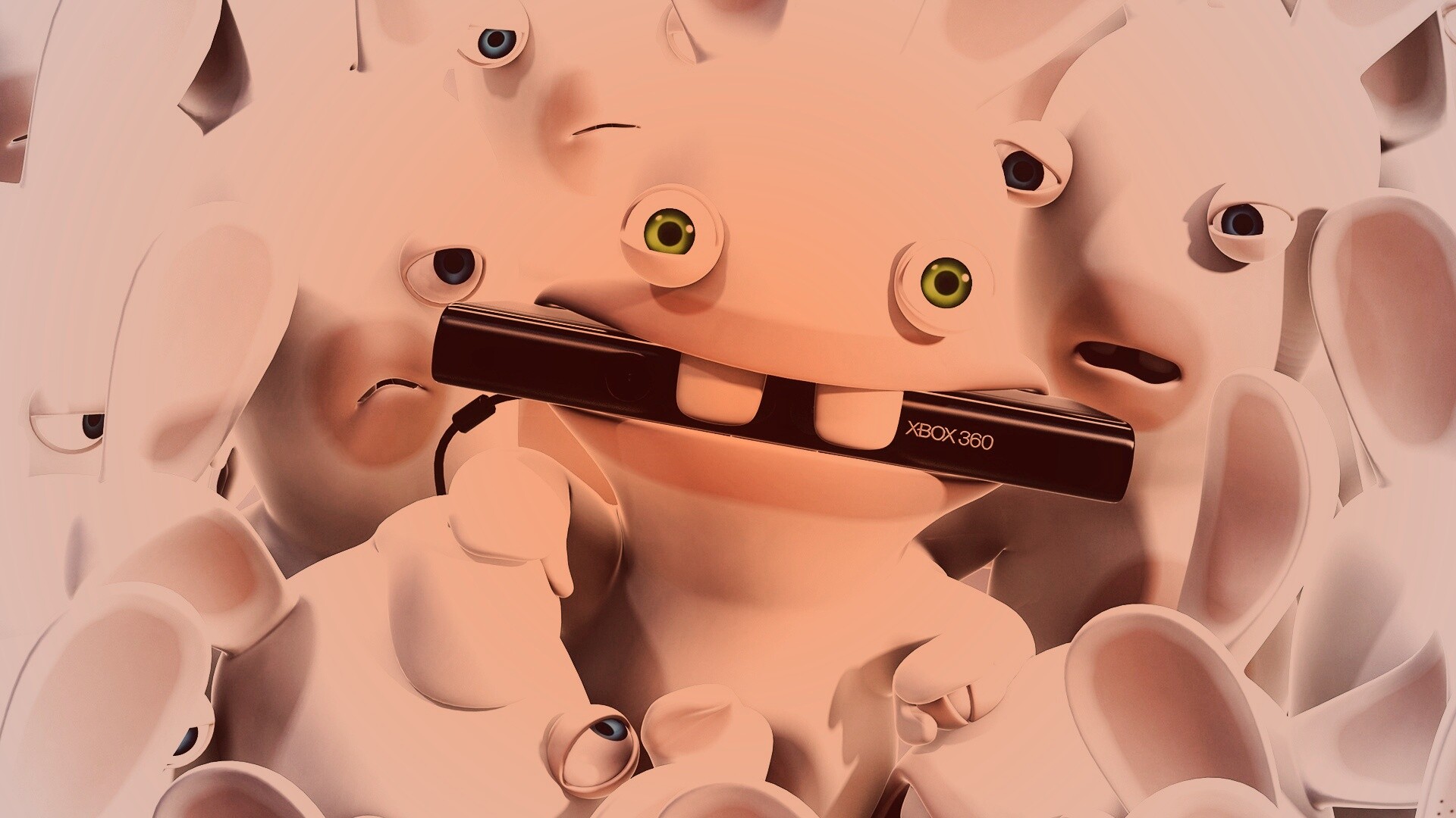 Кролик грызет кинект обои