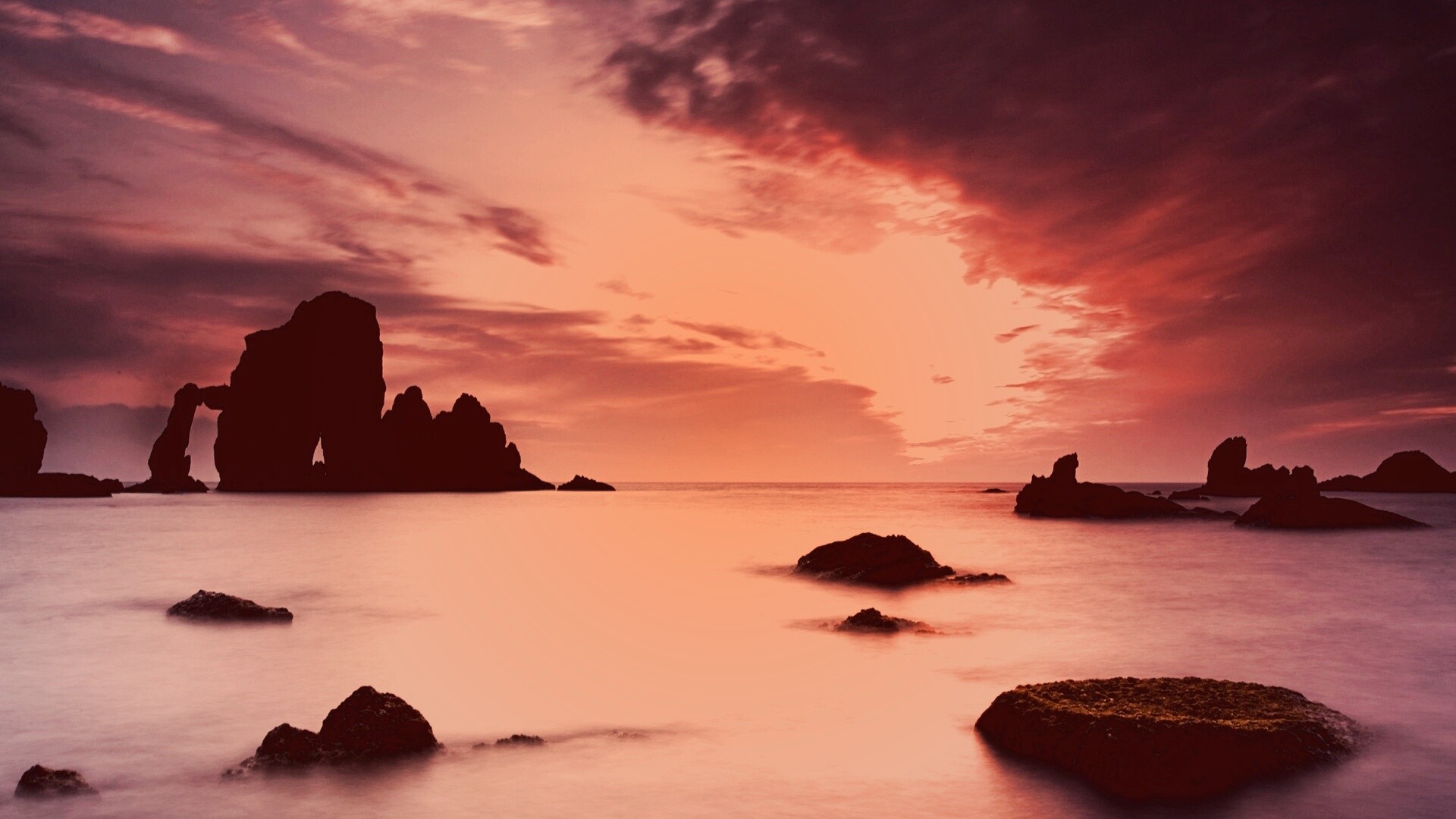 Закат на море обои