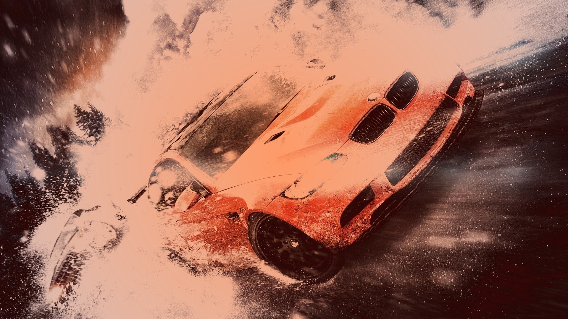 Погоня за оранжевым BMW обои