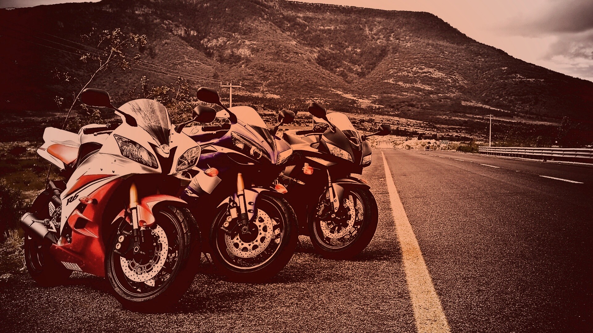 Раллийные мотоциклы на дороге обои
