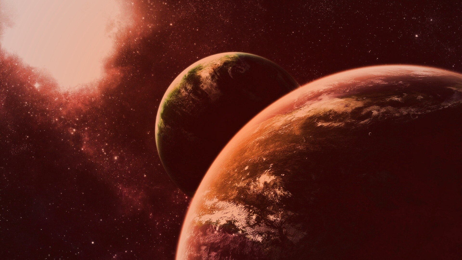 Две планеты в космосе обои