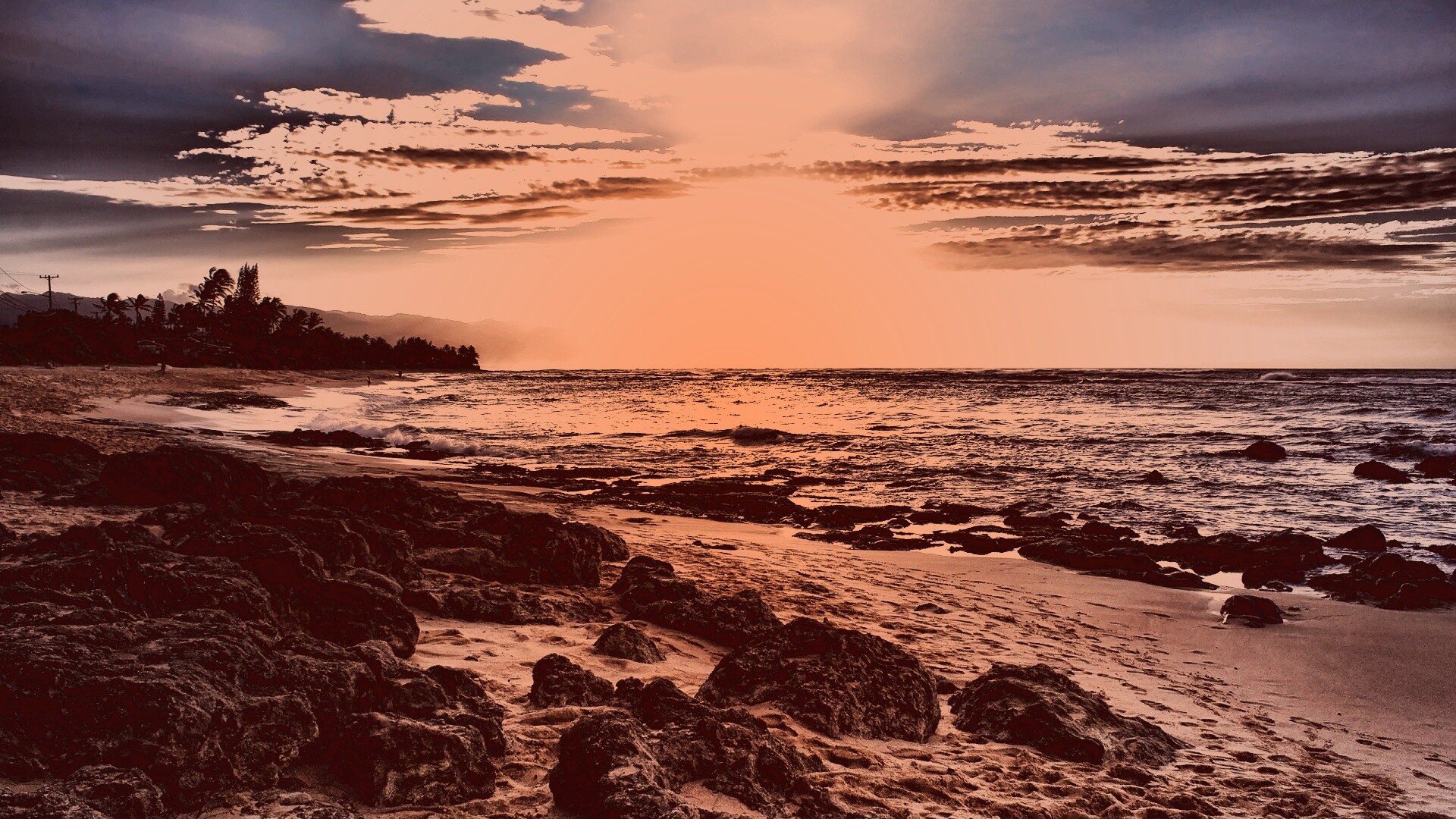 Закат на море обои