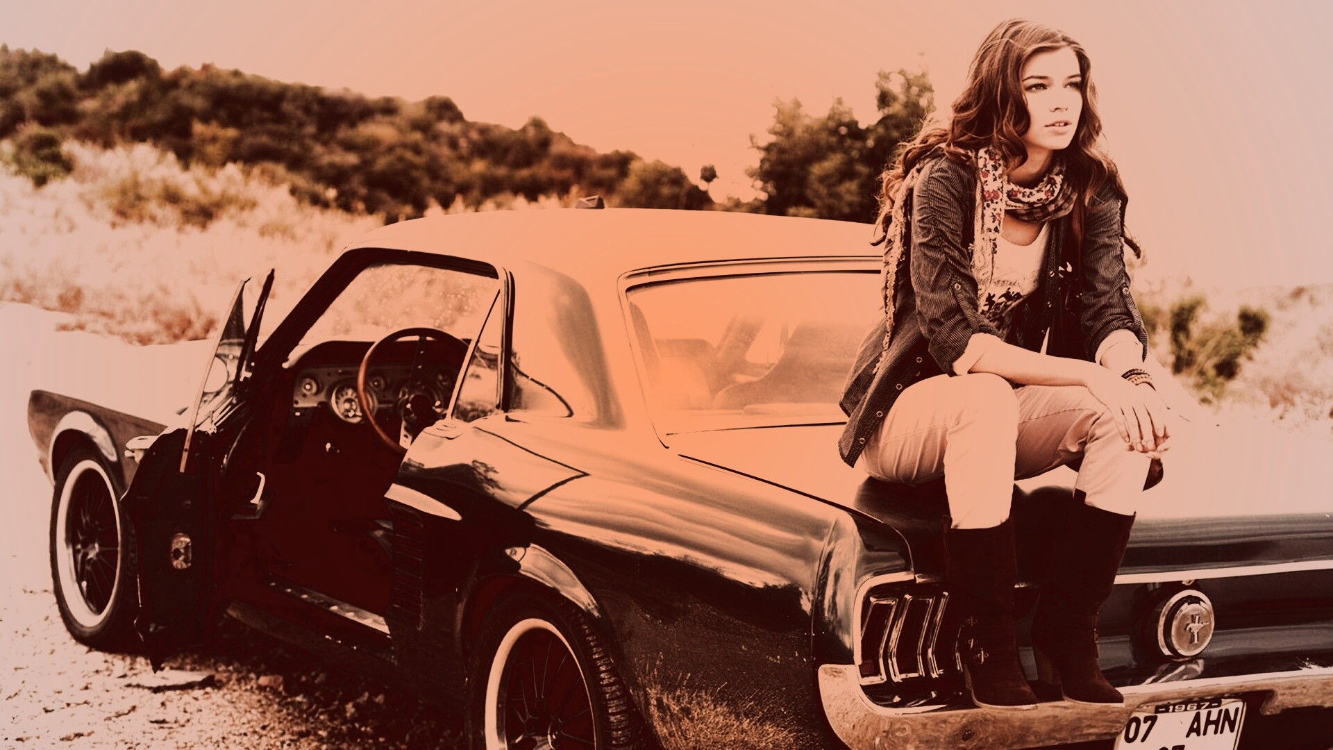 Девушка на мустанге обои