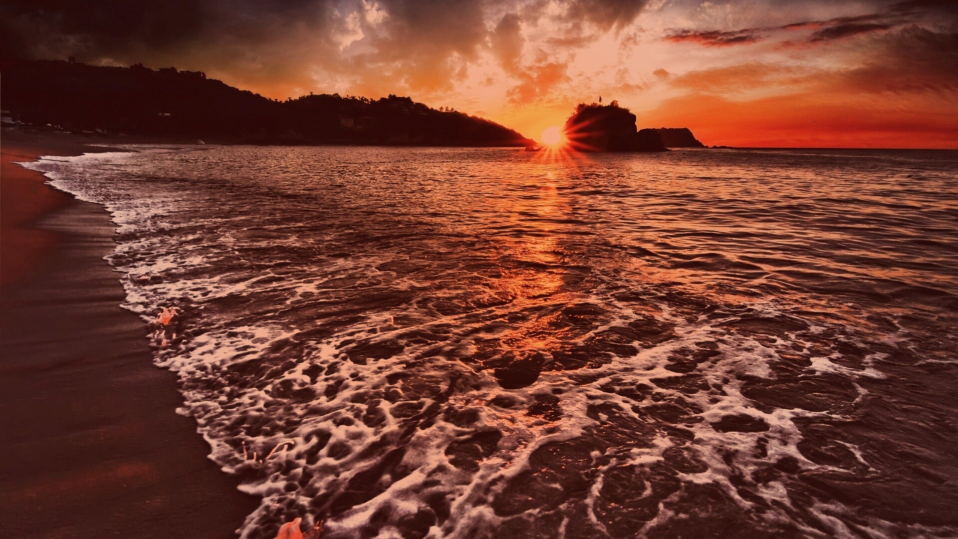 Закат в лагуне обои