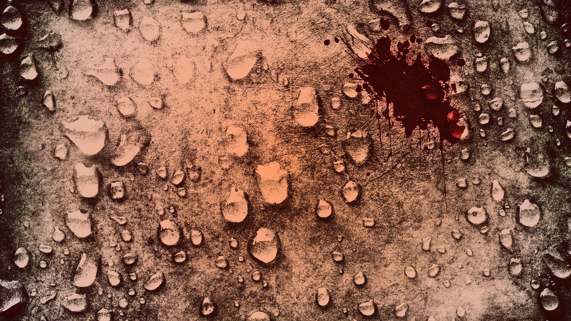 Кровавое пятно и капли воды обои
