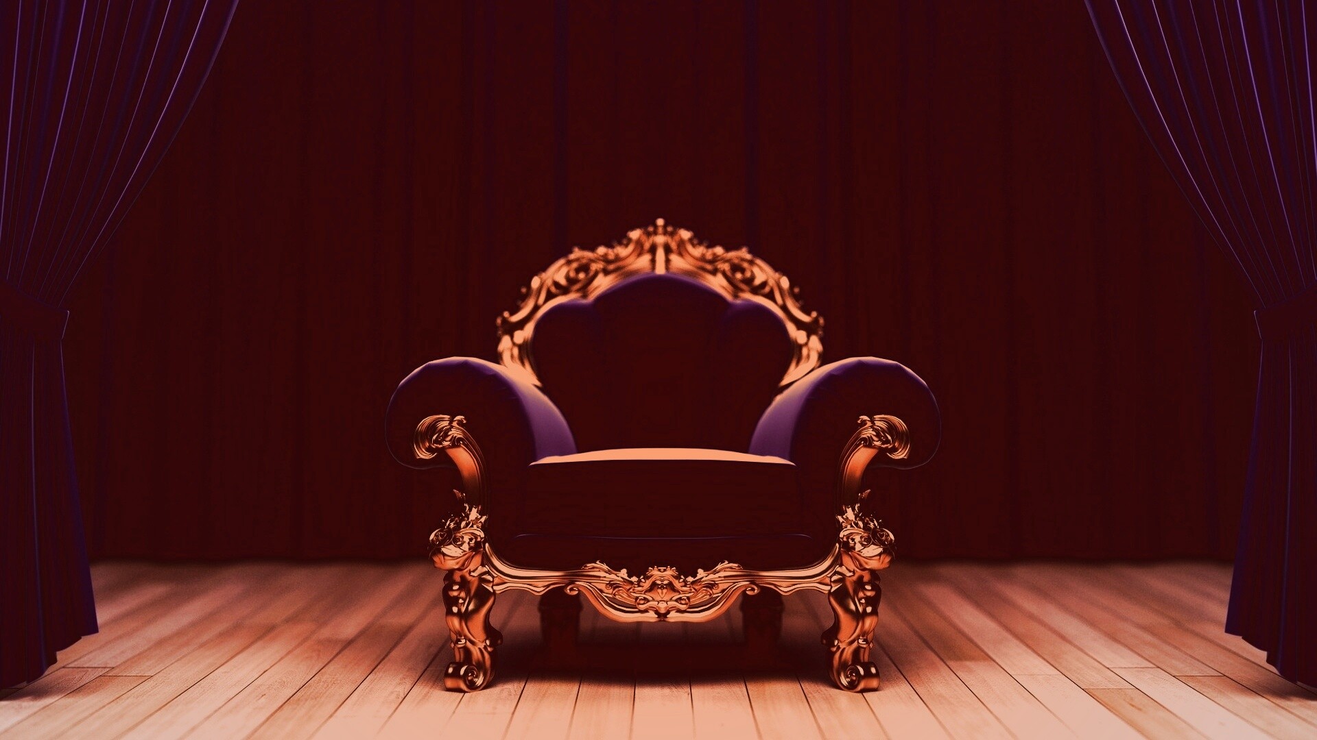 Королевское синее кресло обои