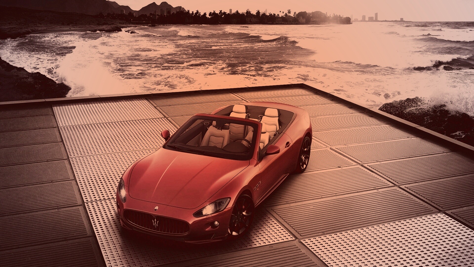 Мазерати на берегу моря обои