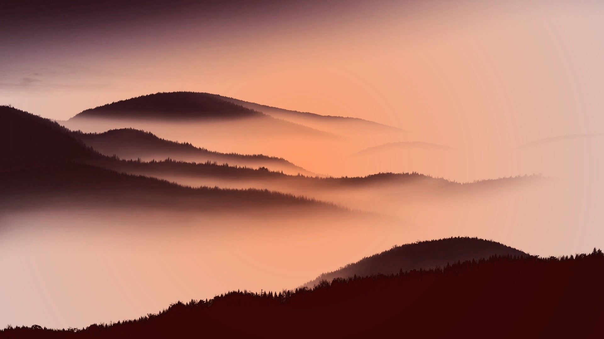 Туманные горы обои