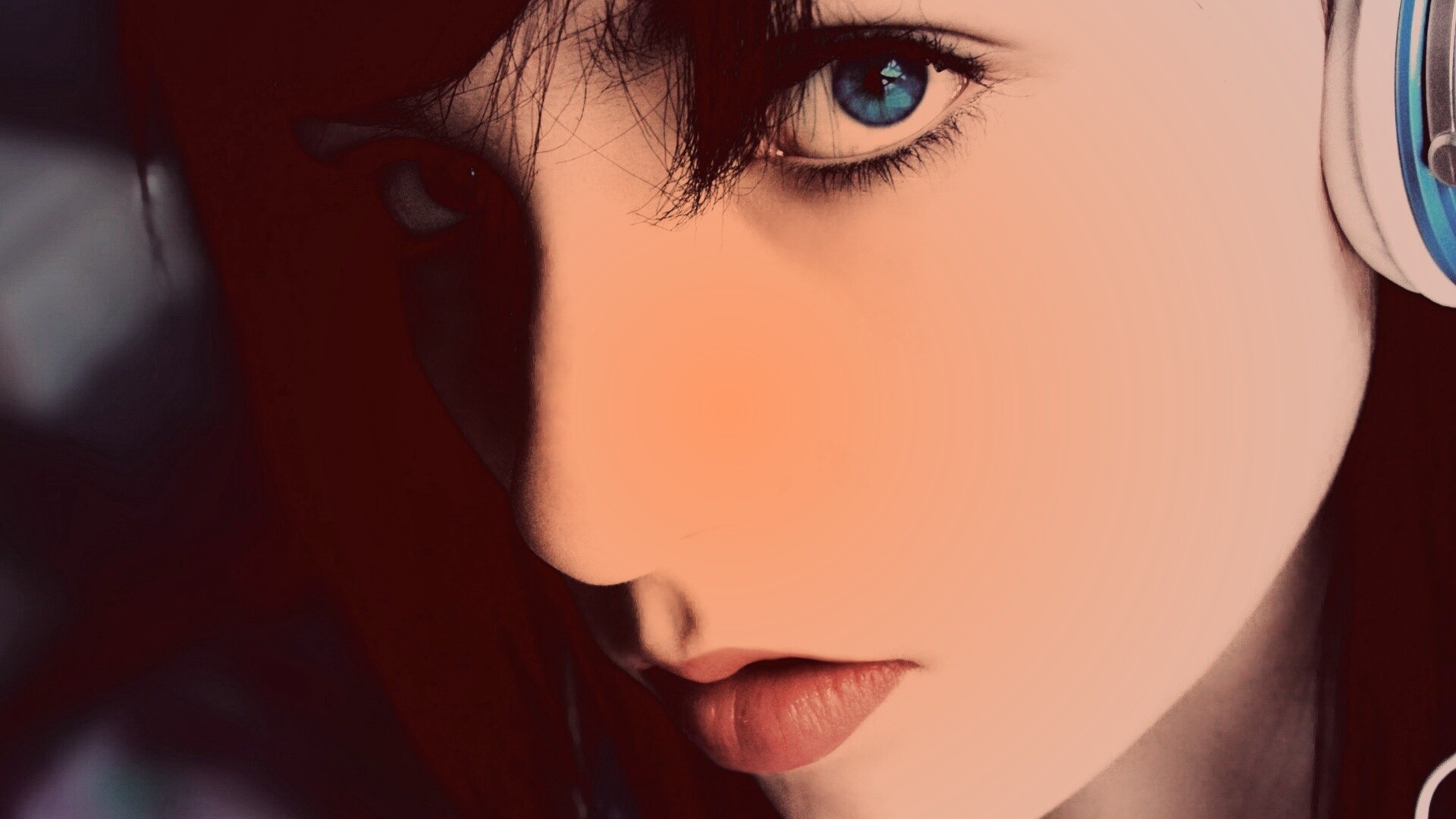 Наушники и девушка обои