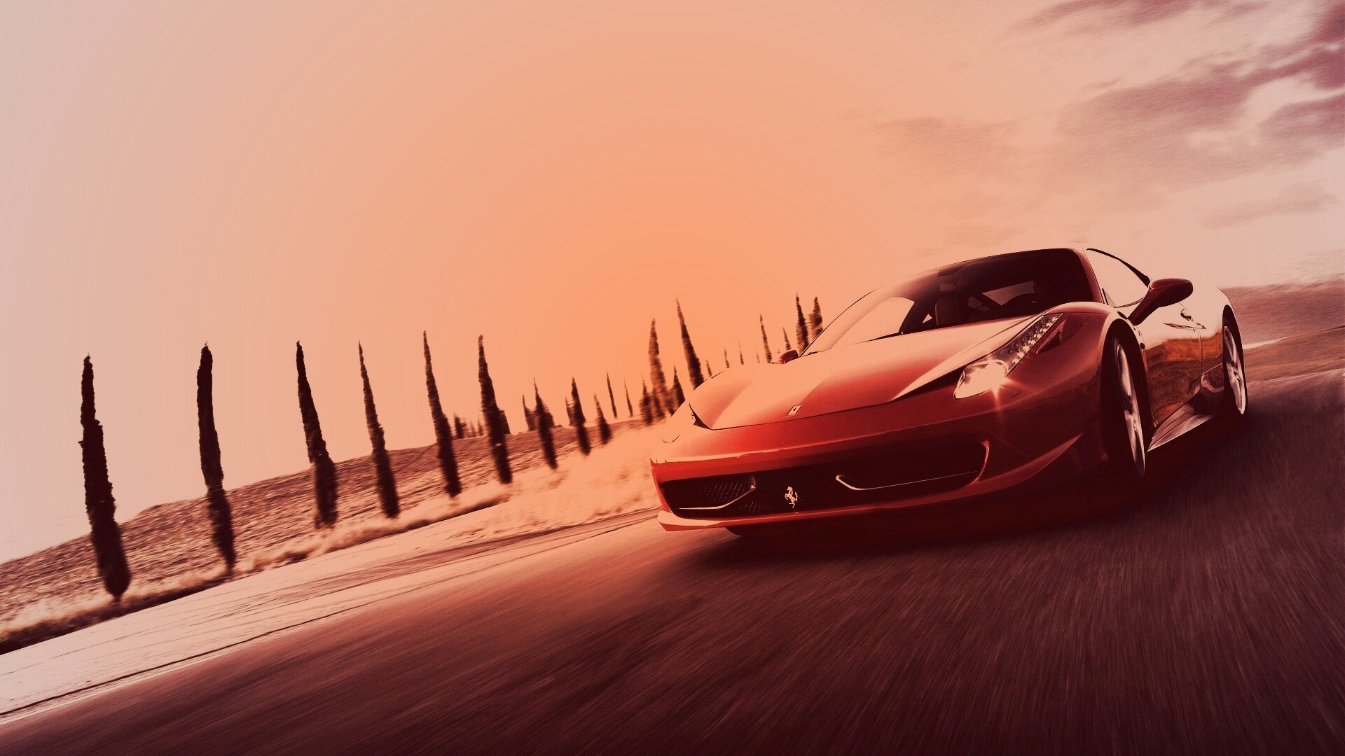 Красная Феррари на трассе обои