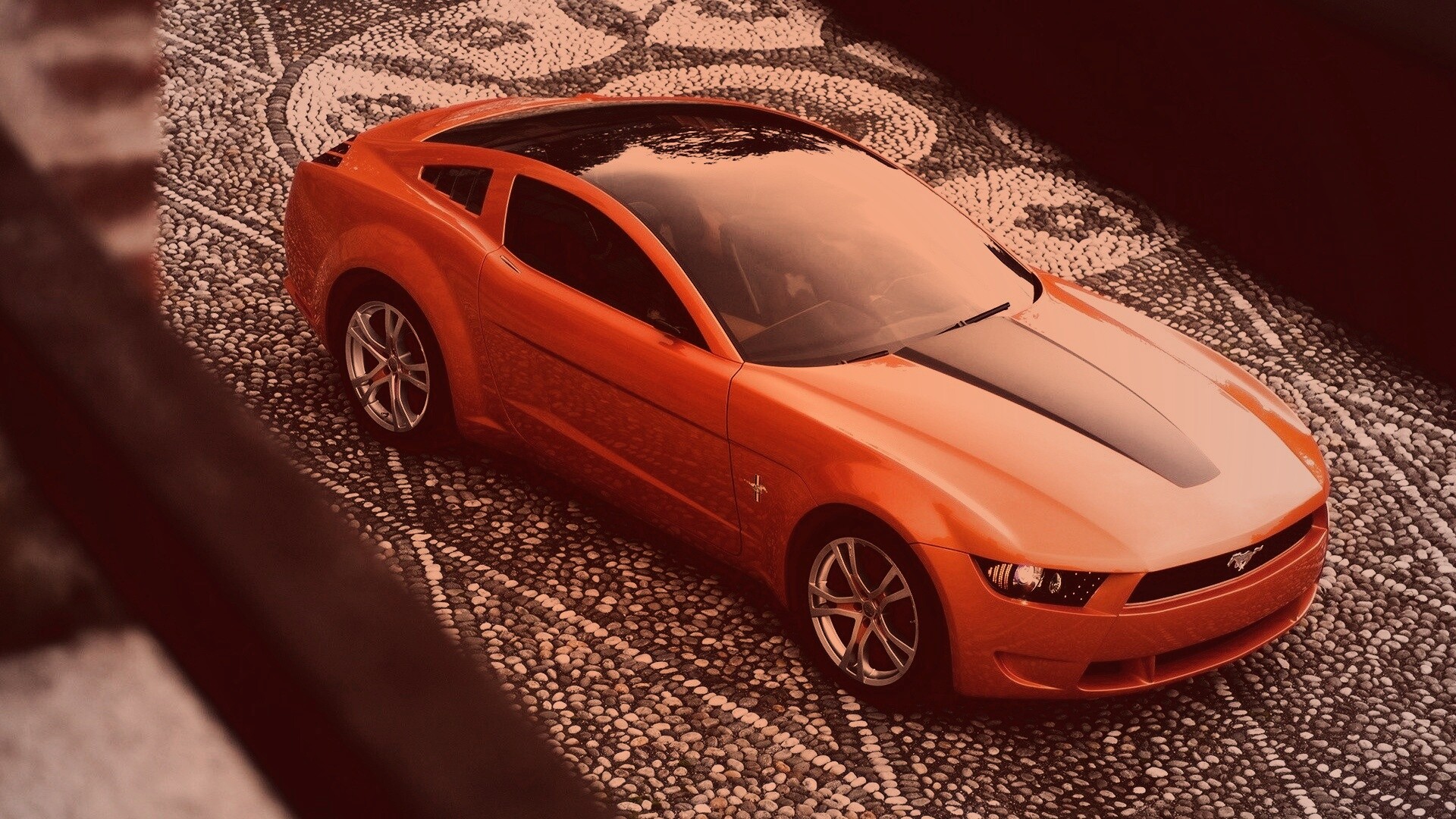 Оранжевый мустанг обои