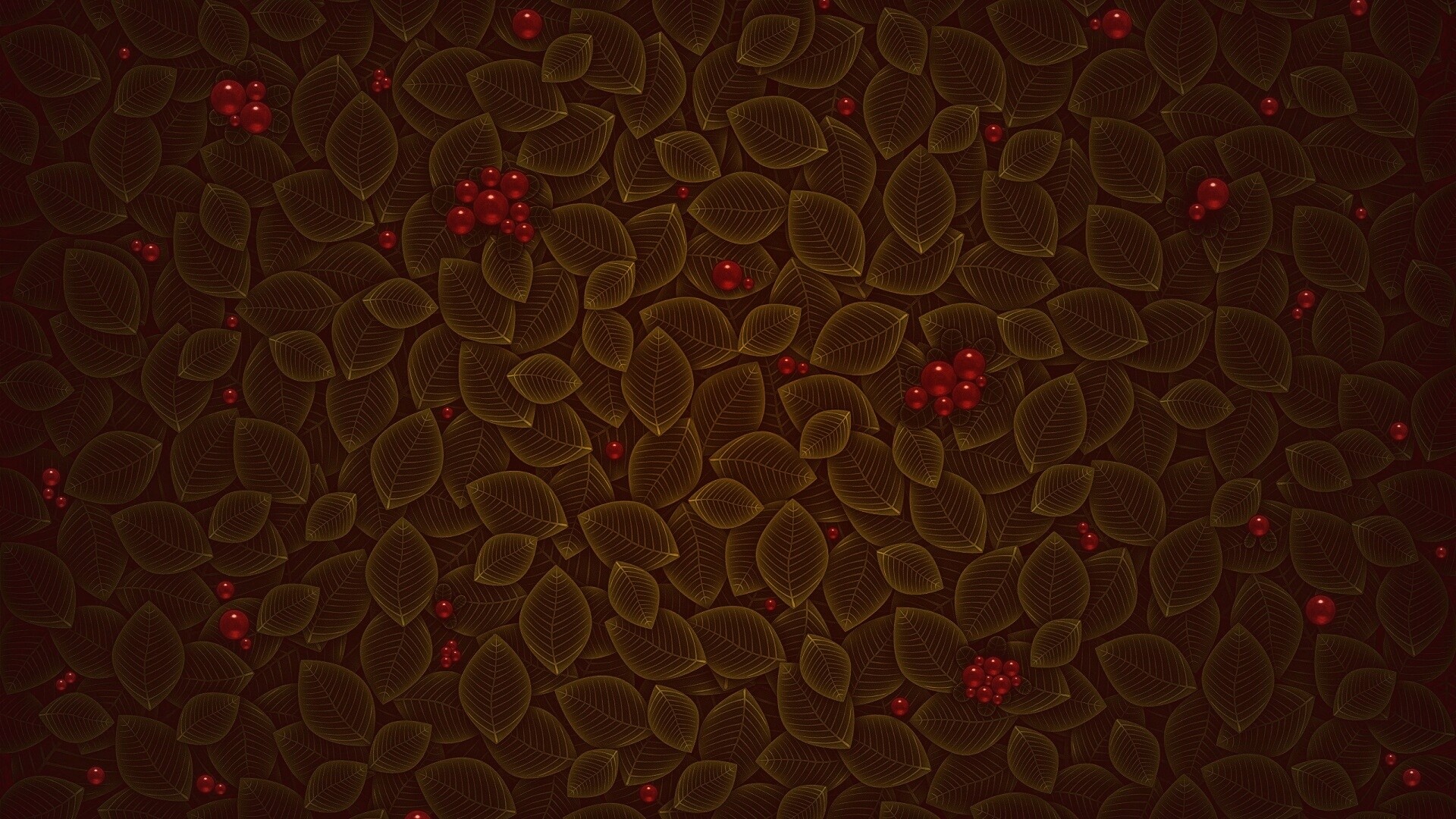 Векторные листья с ягодами обои