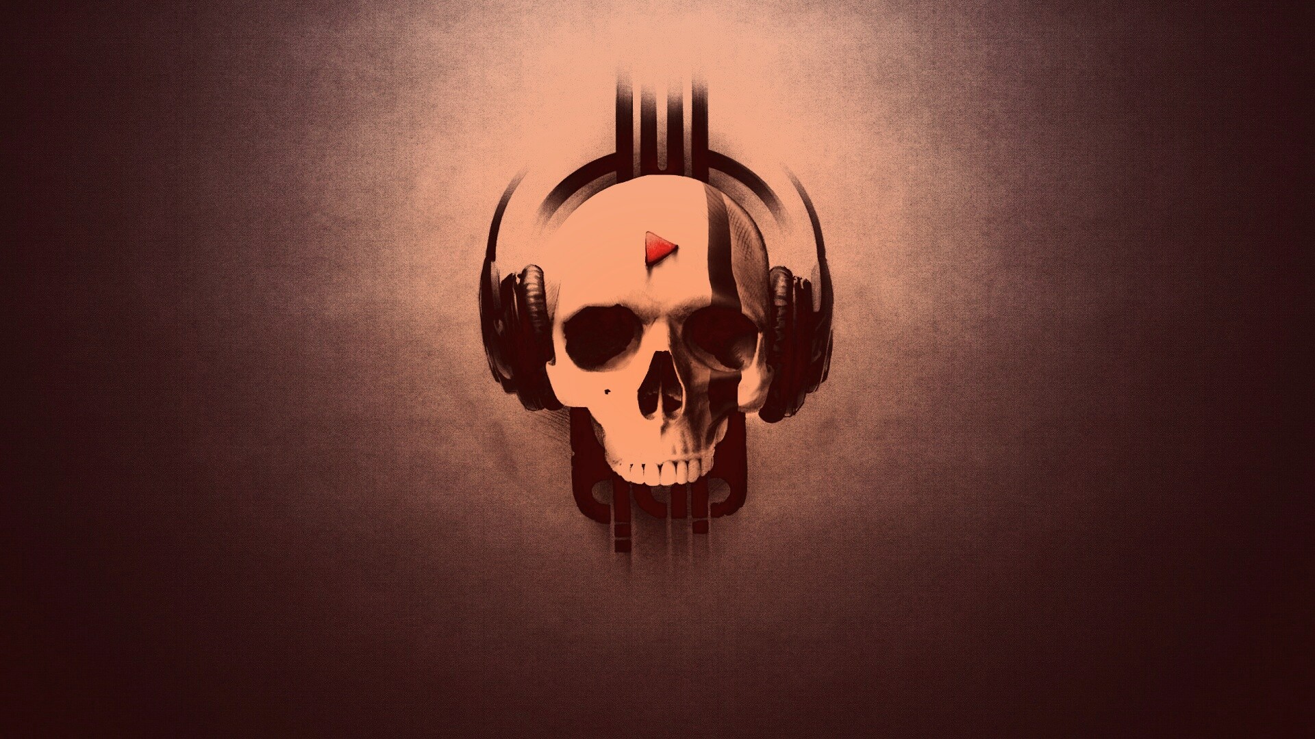 Череп в наушниках обои