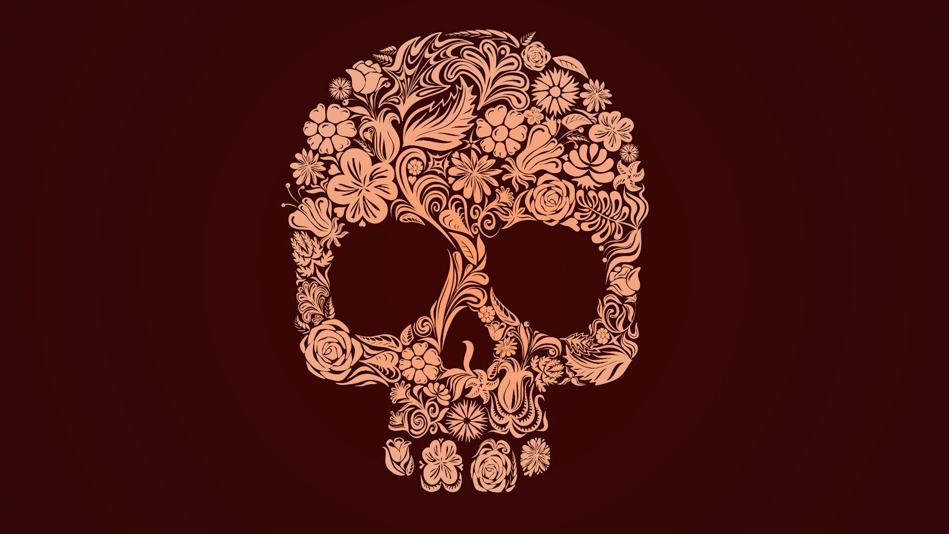 Череп из векторных цветов обои