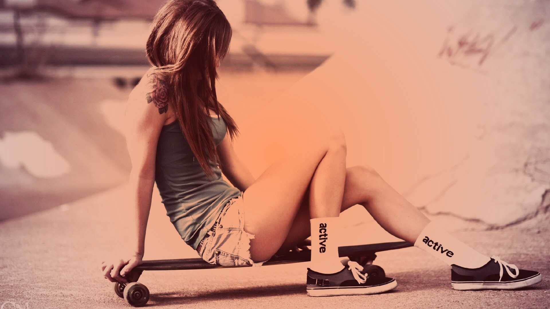 Скейтерша обои
