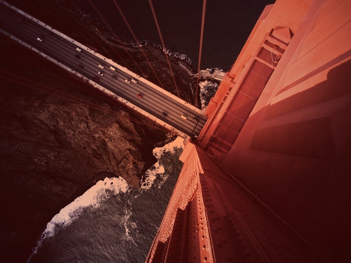 Вид в с пролета моста Золотые Ворота обои