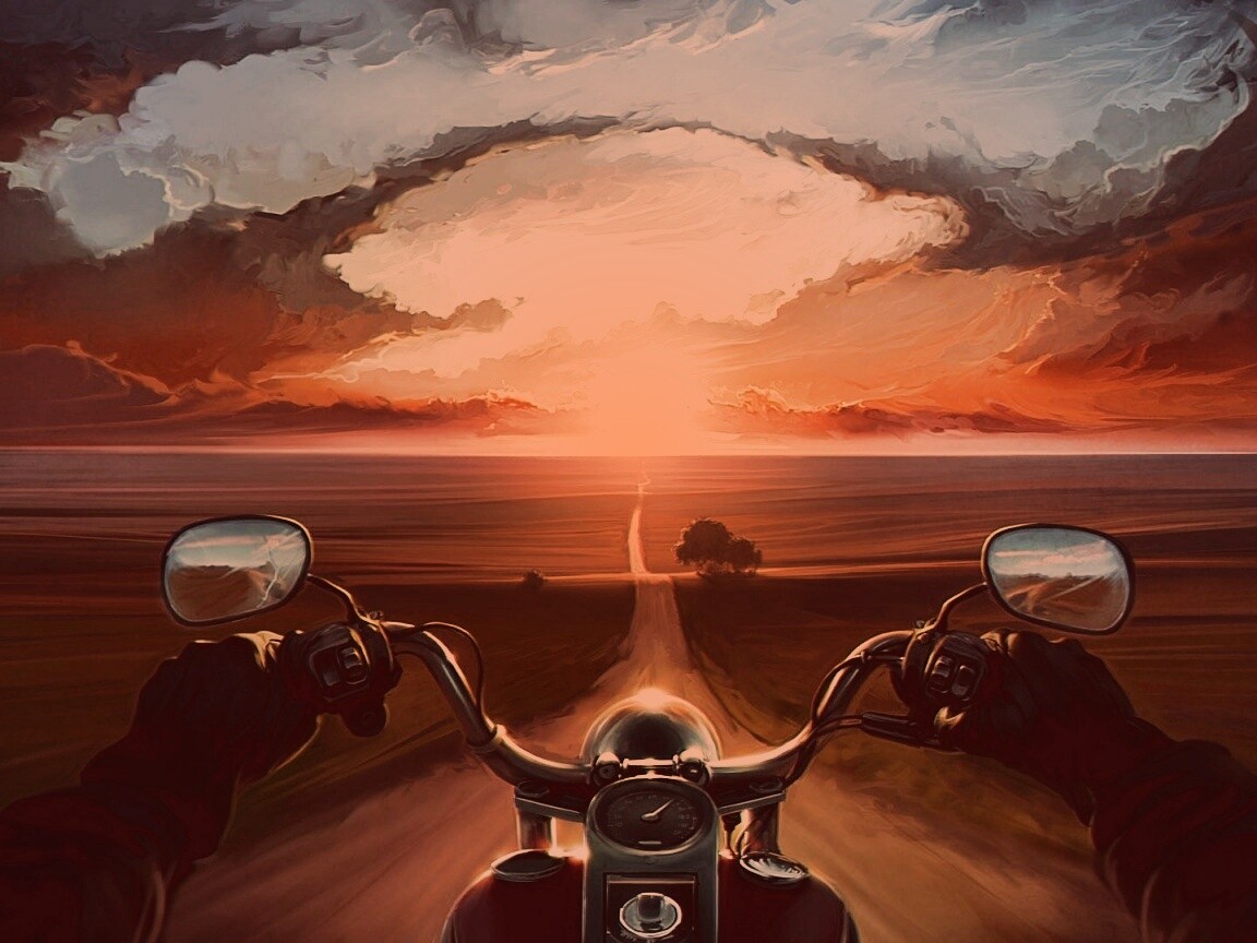 Дорога на закат обои