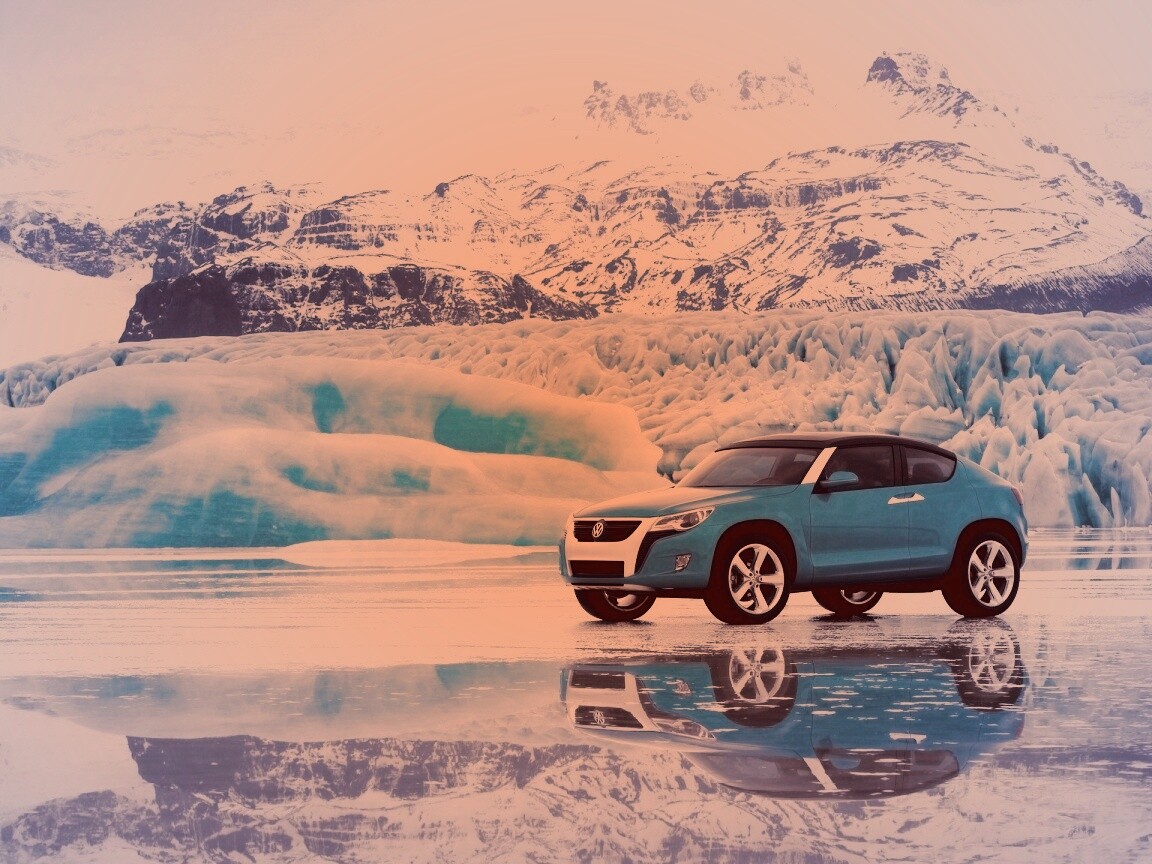 Внедорожник Фольксваген на льду обои