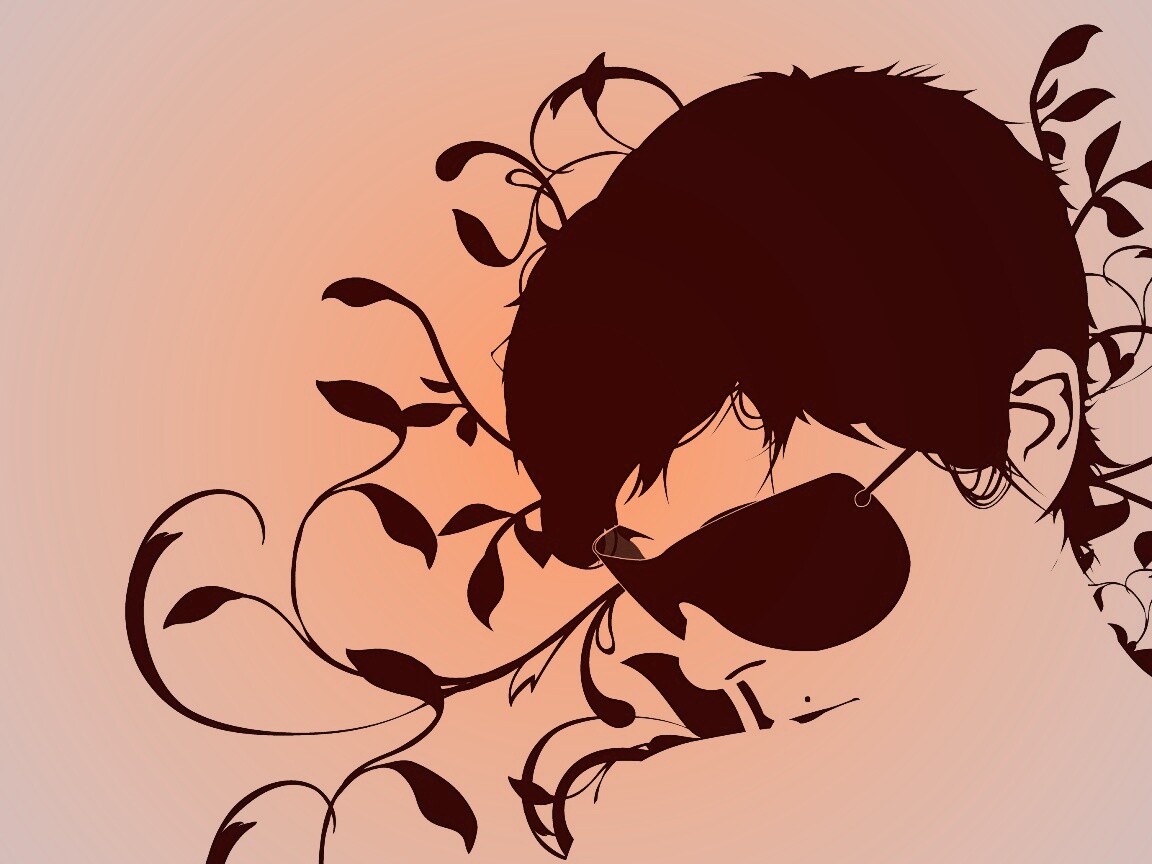 Парень на фоне узора обои