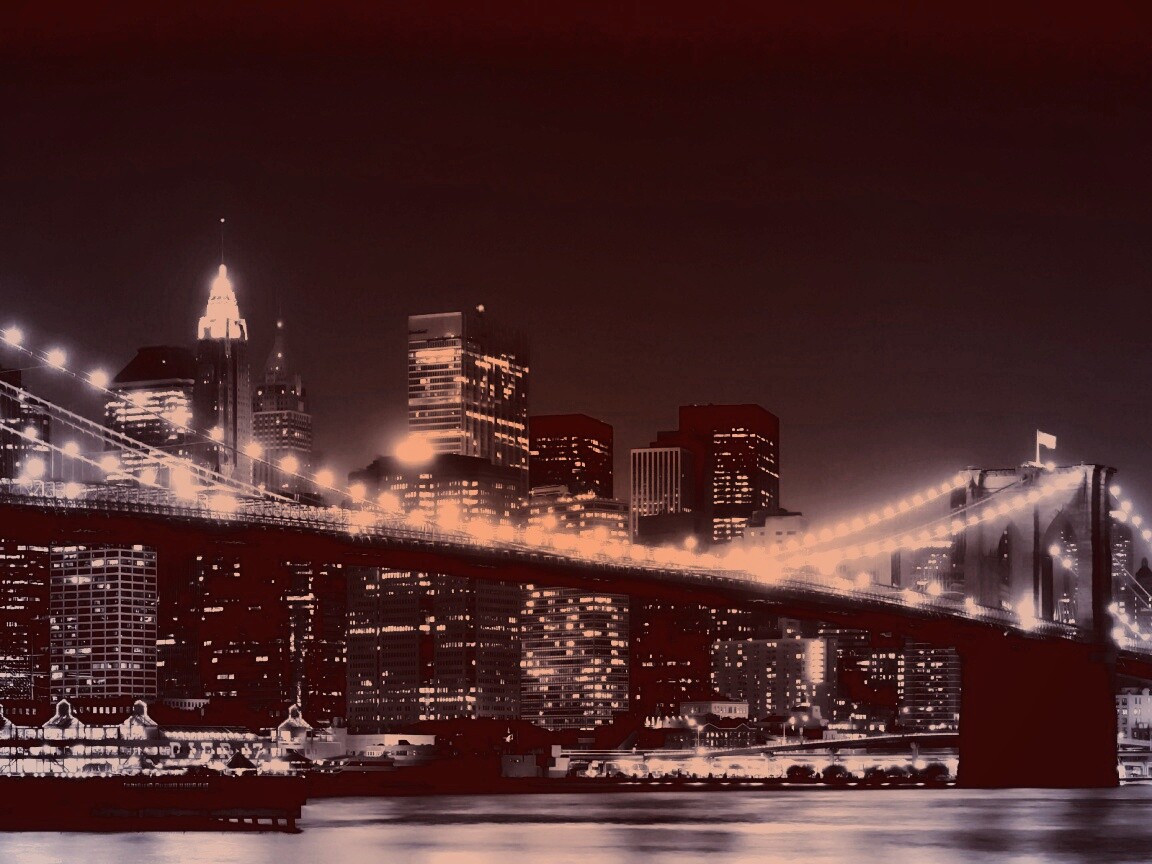 Вид на ночной Нью-Йорк обои