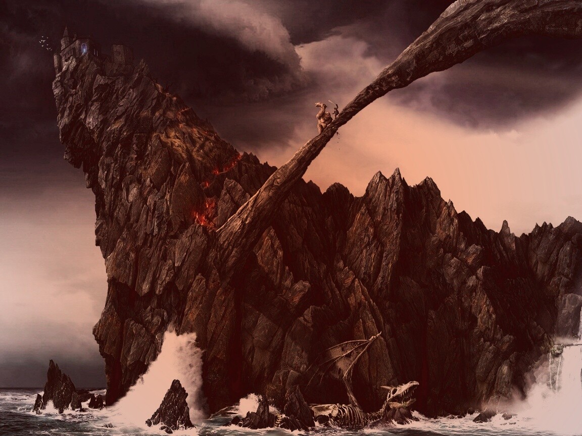 Бой на скале обои