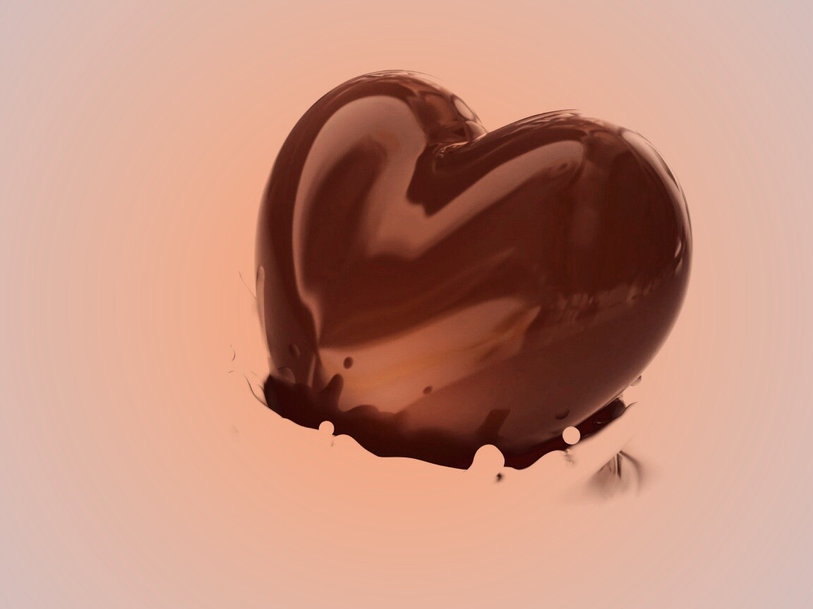 Шоколадное сердце в молоке обои