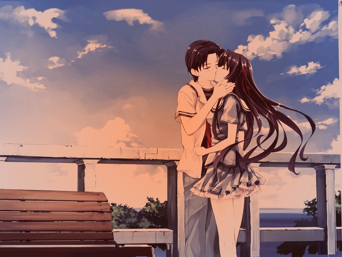 Поцелуй на набережной обои