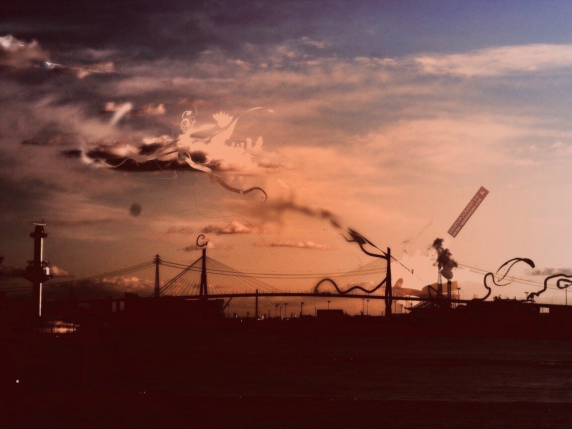 Абстракиця над мостом обои