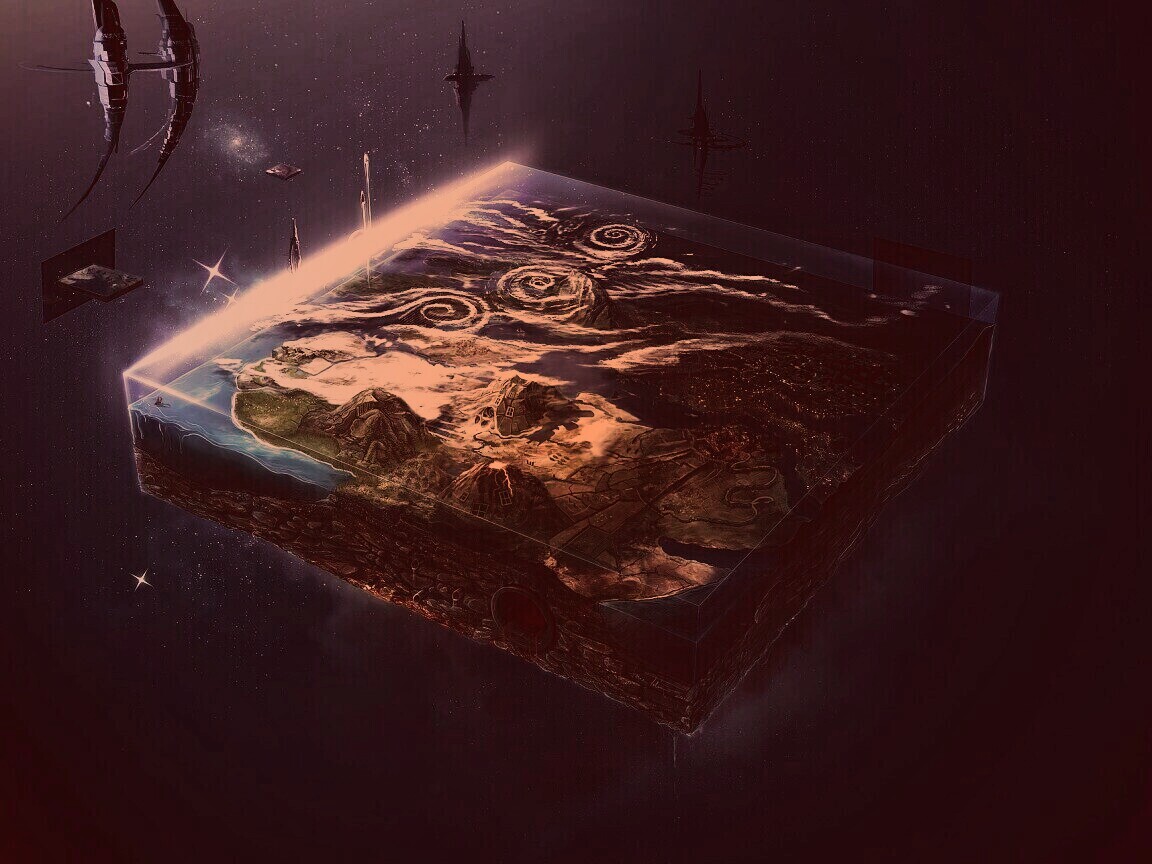 Кубическая земля в вакууме обои