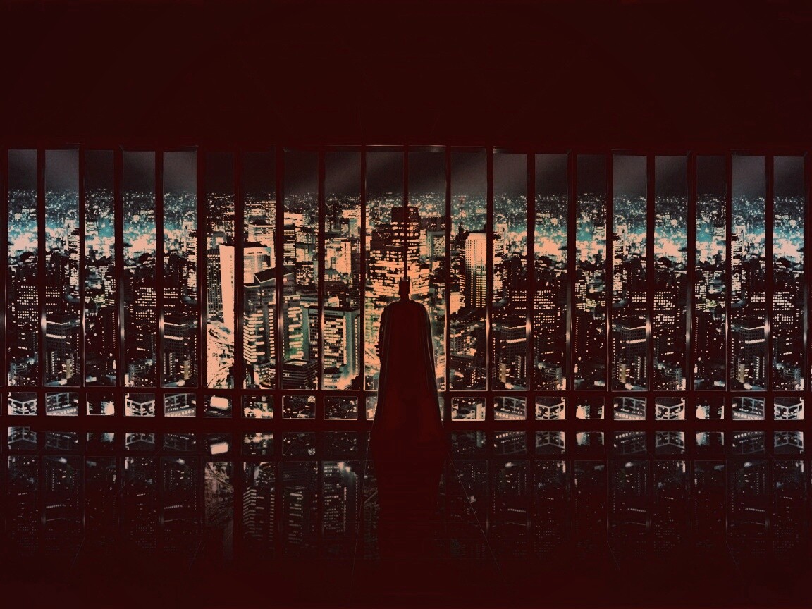 Бэтмен  смотрит на Готем обои