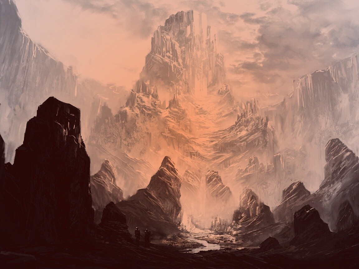 Город в горах обои