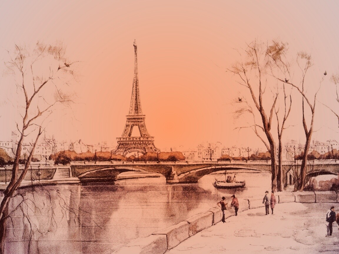 Рисунок Эйфелевой башни обои