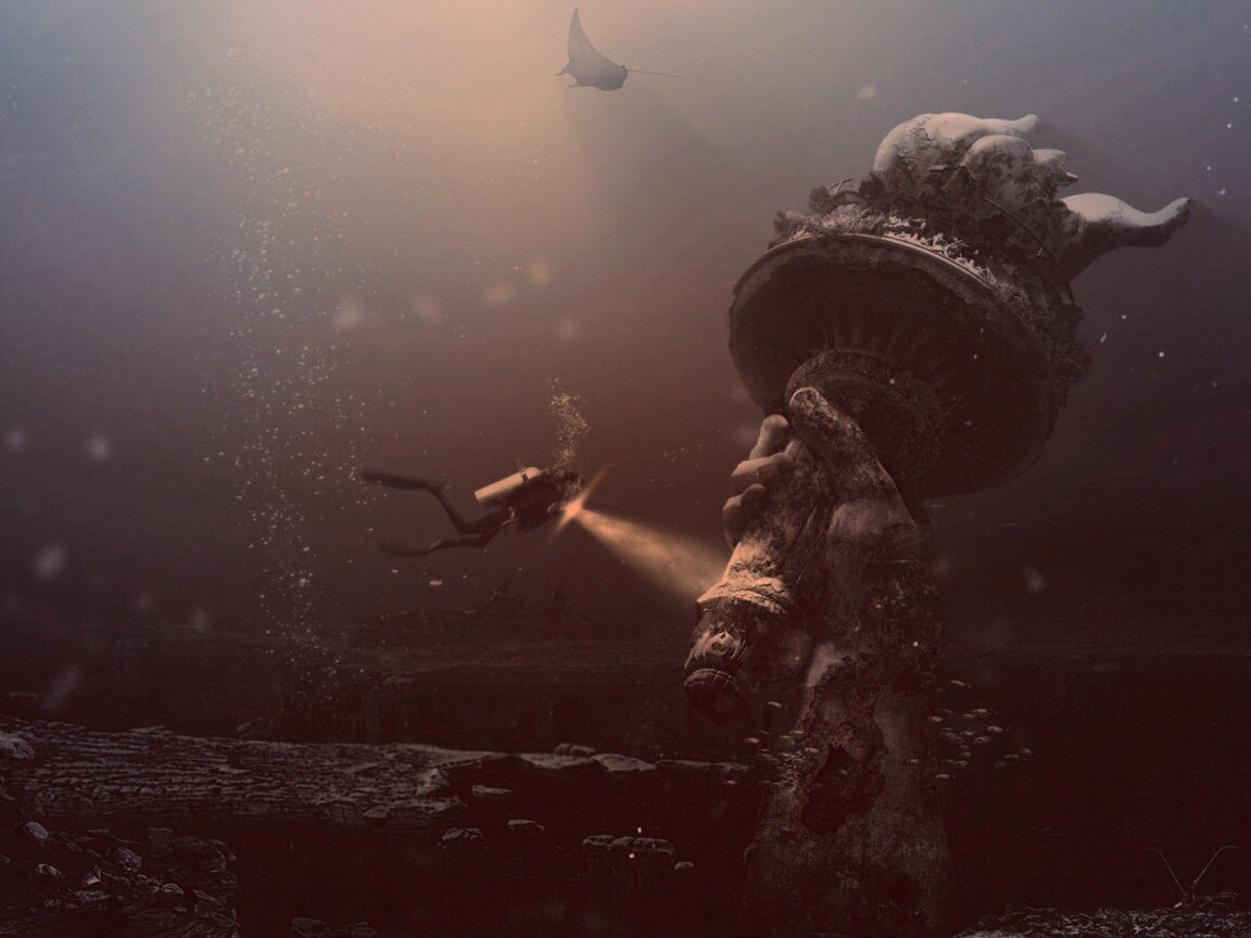 Затопленный Нью-Йорк обои