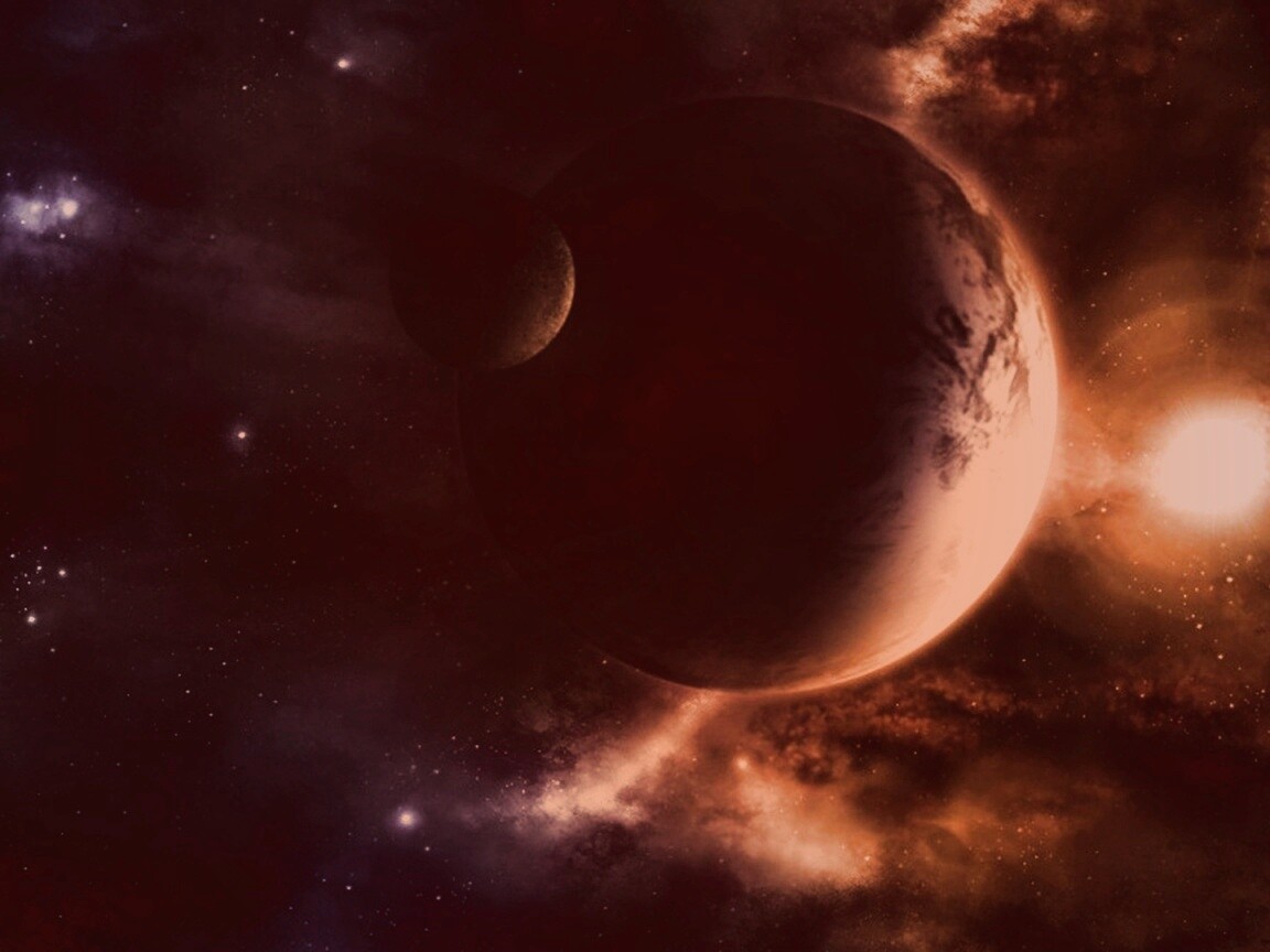 Планета с одним спутником обои