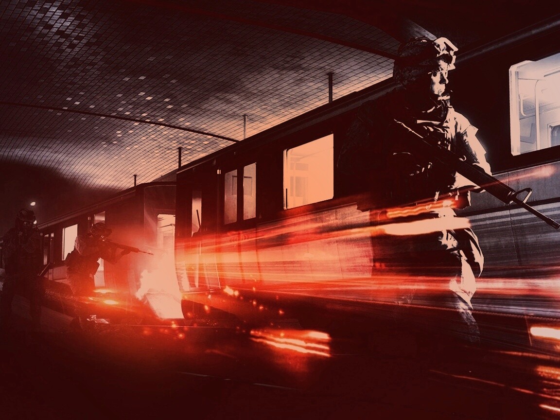 Солдаты на станции метро обои