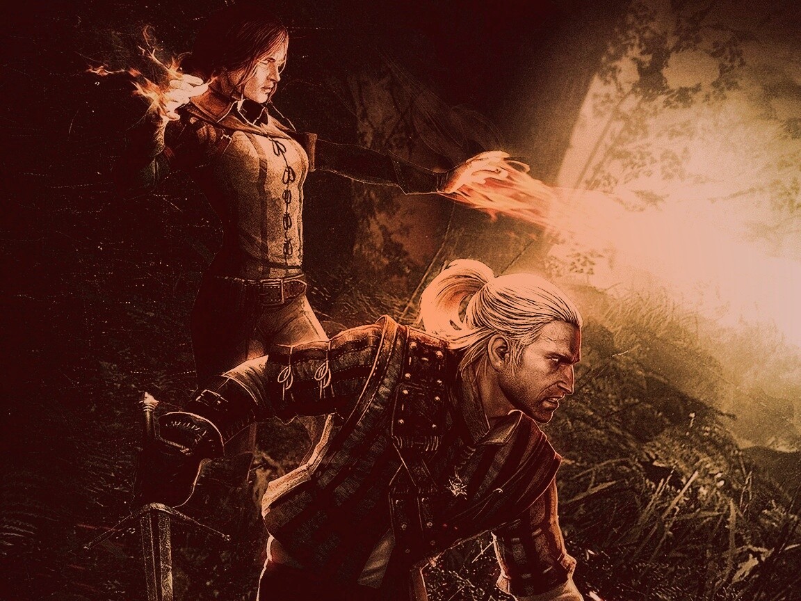 Геральт и Трисс в бою обои