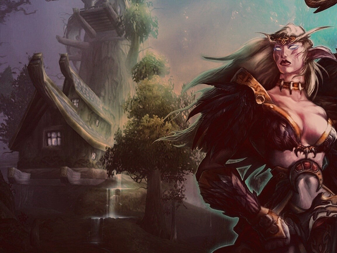 Тёмная эльфика в лесу обои