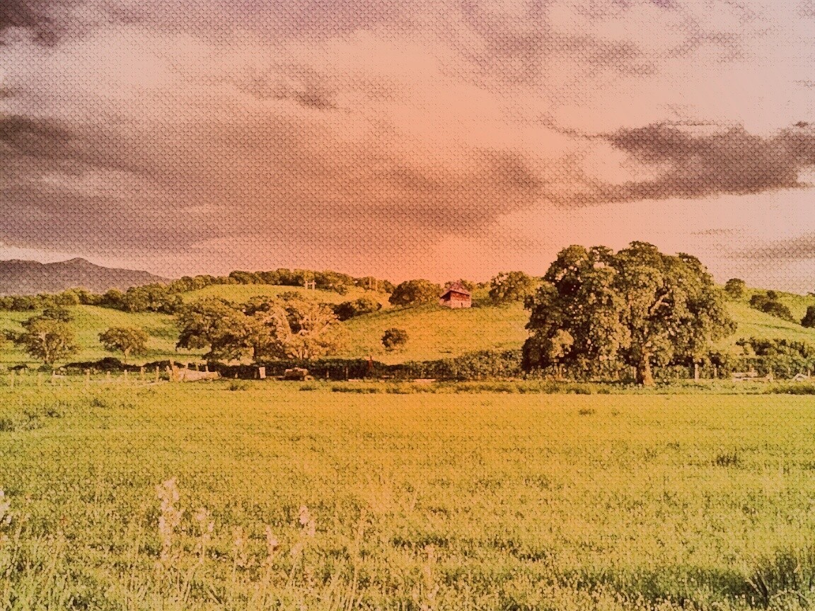 Домик на холмах обои