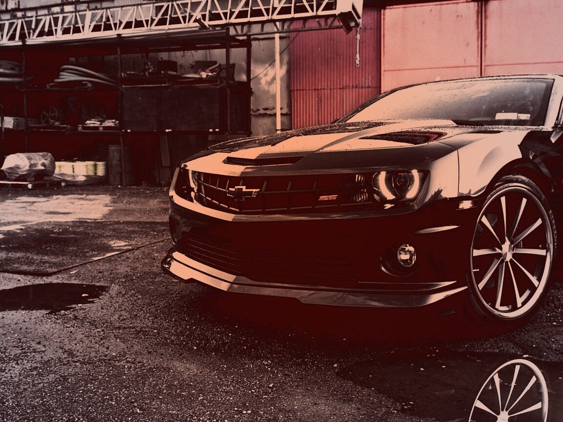 Черный шевроле камаро SS обои