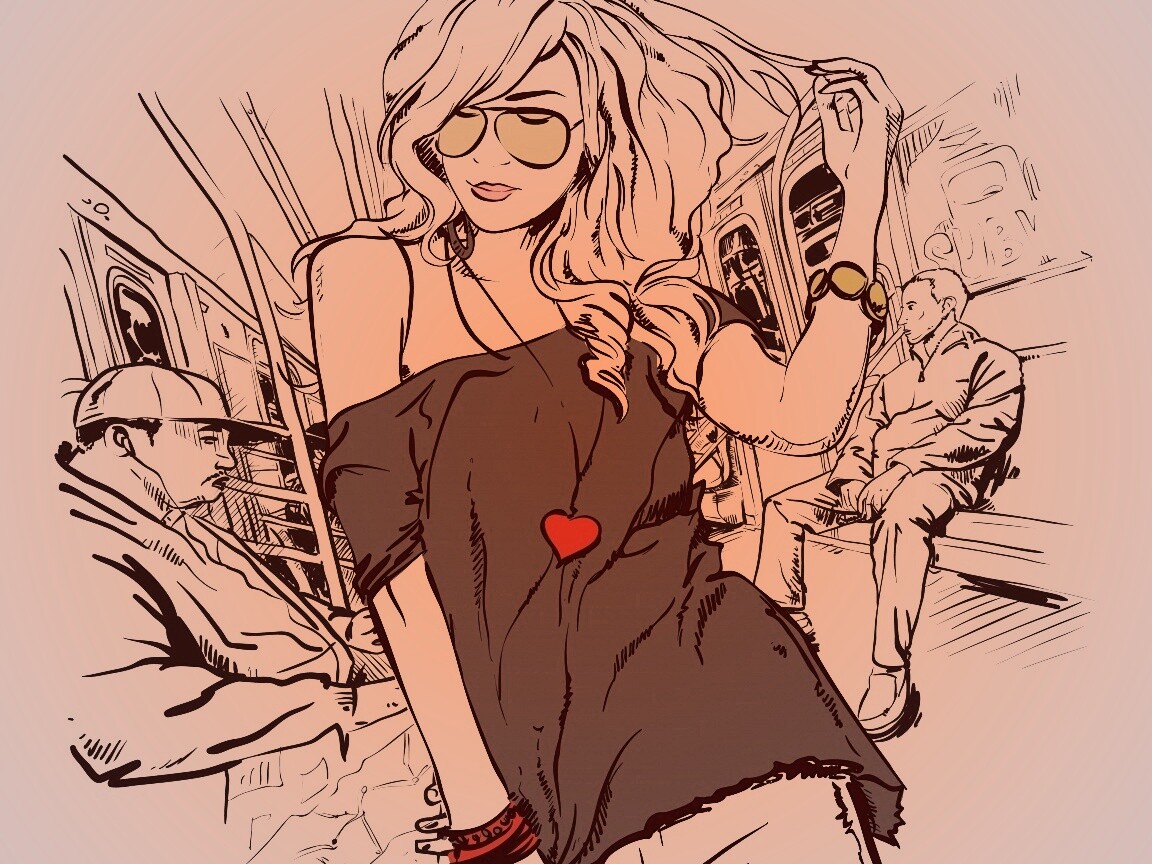 Стильная девушка в метро обои