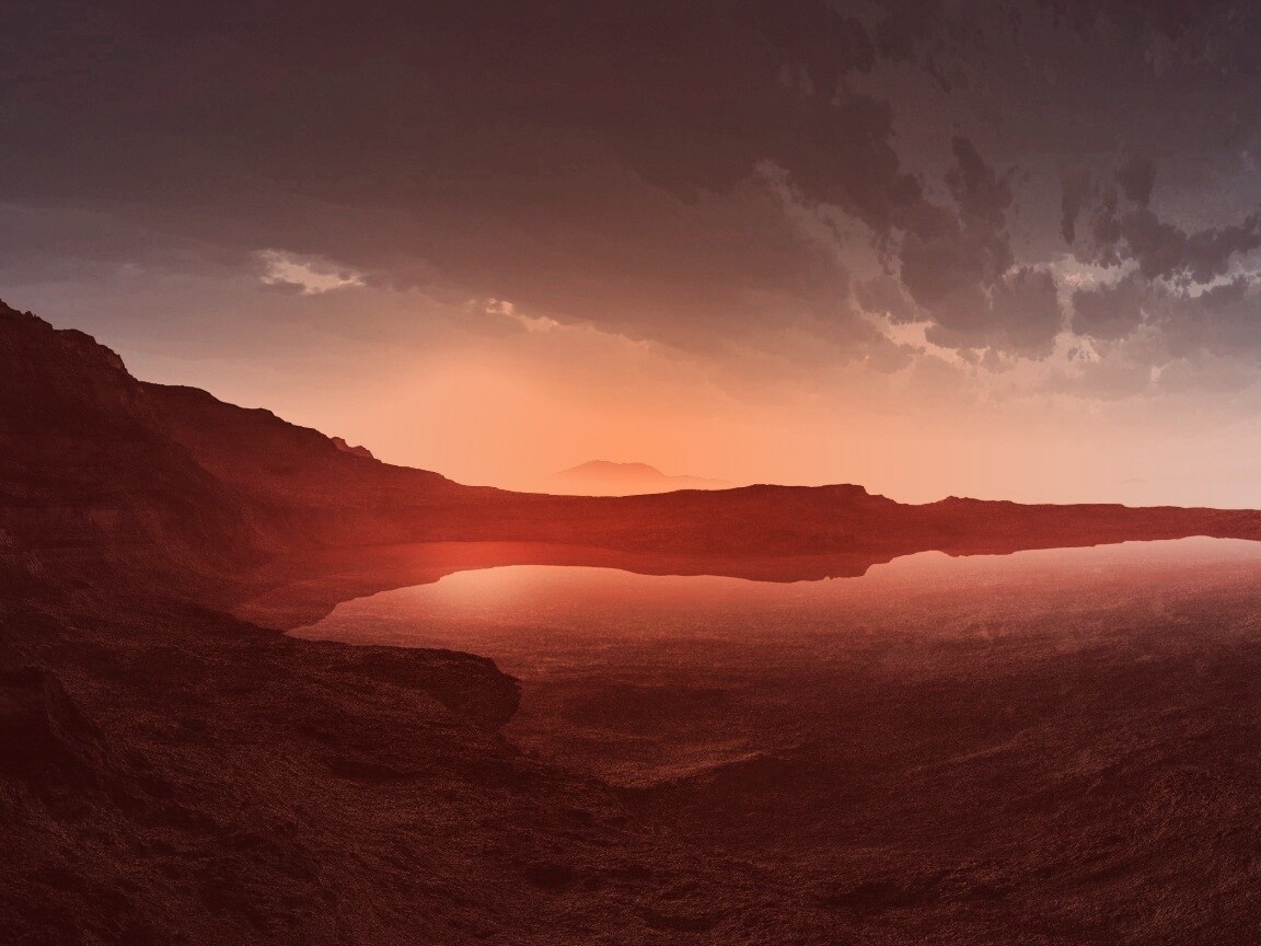 Озеро в каменистой пустыне обои