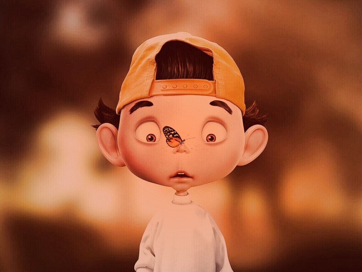 Бабочка на носу обои