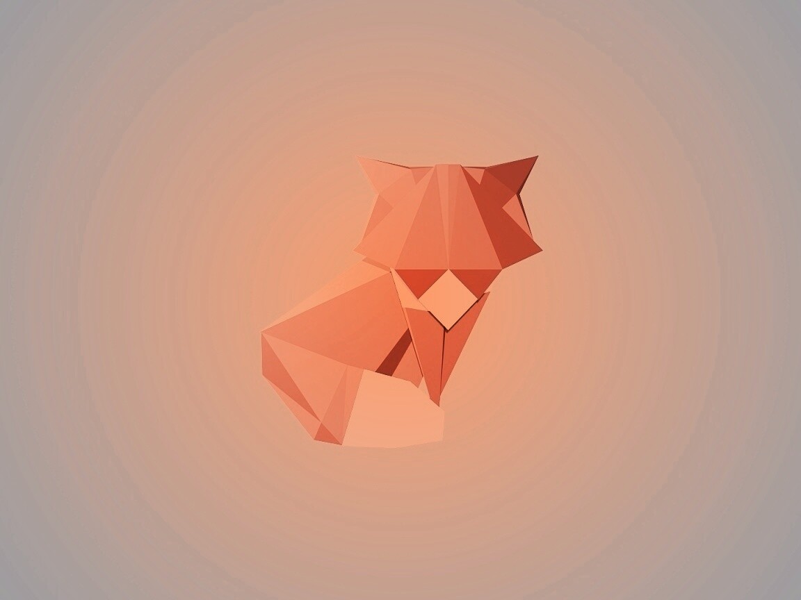Origami fox обои