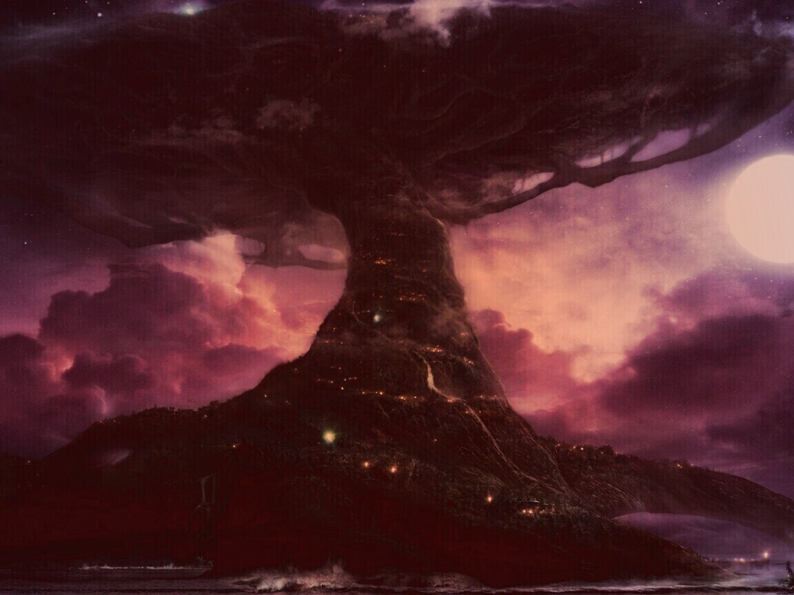 Дерево-город обои