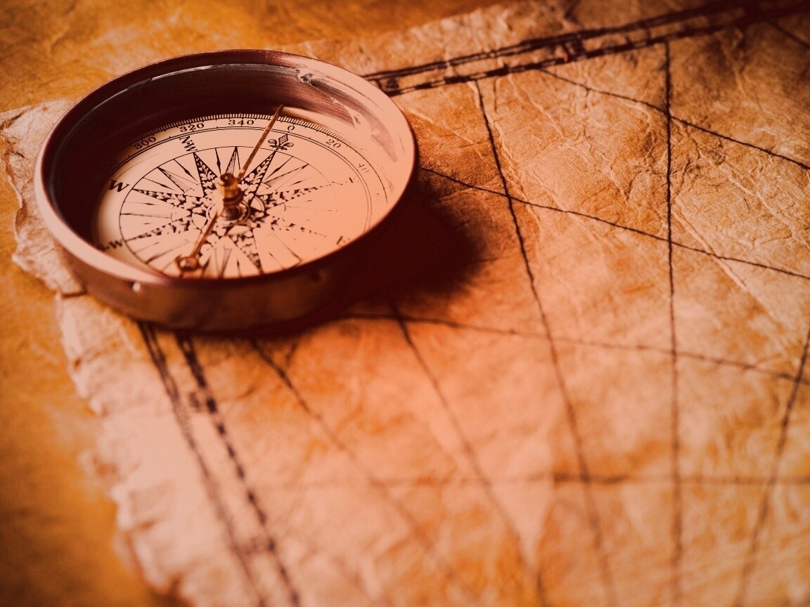 Компас и старая карта обои