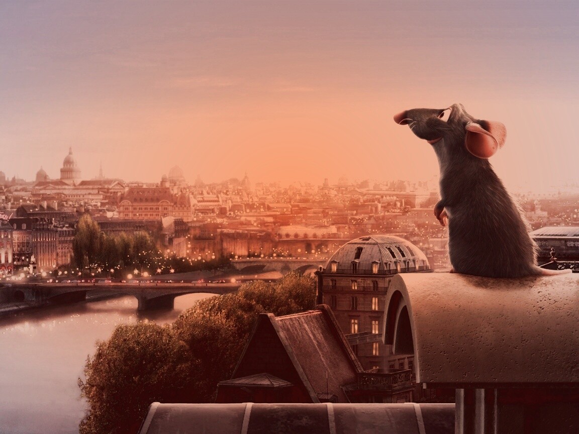 Рататуй на фоне Парижа обои