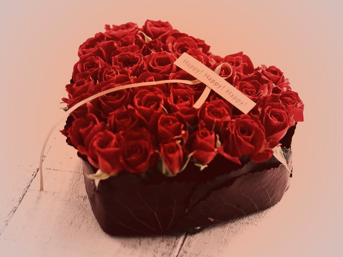 Букет в форме сердца обои