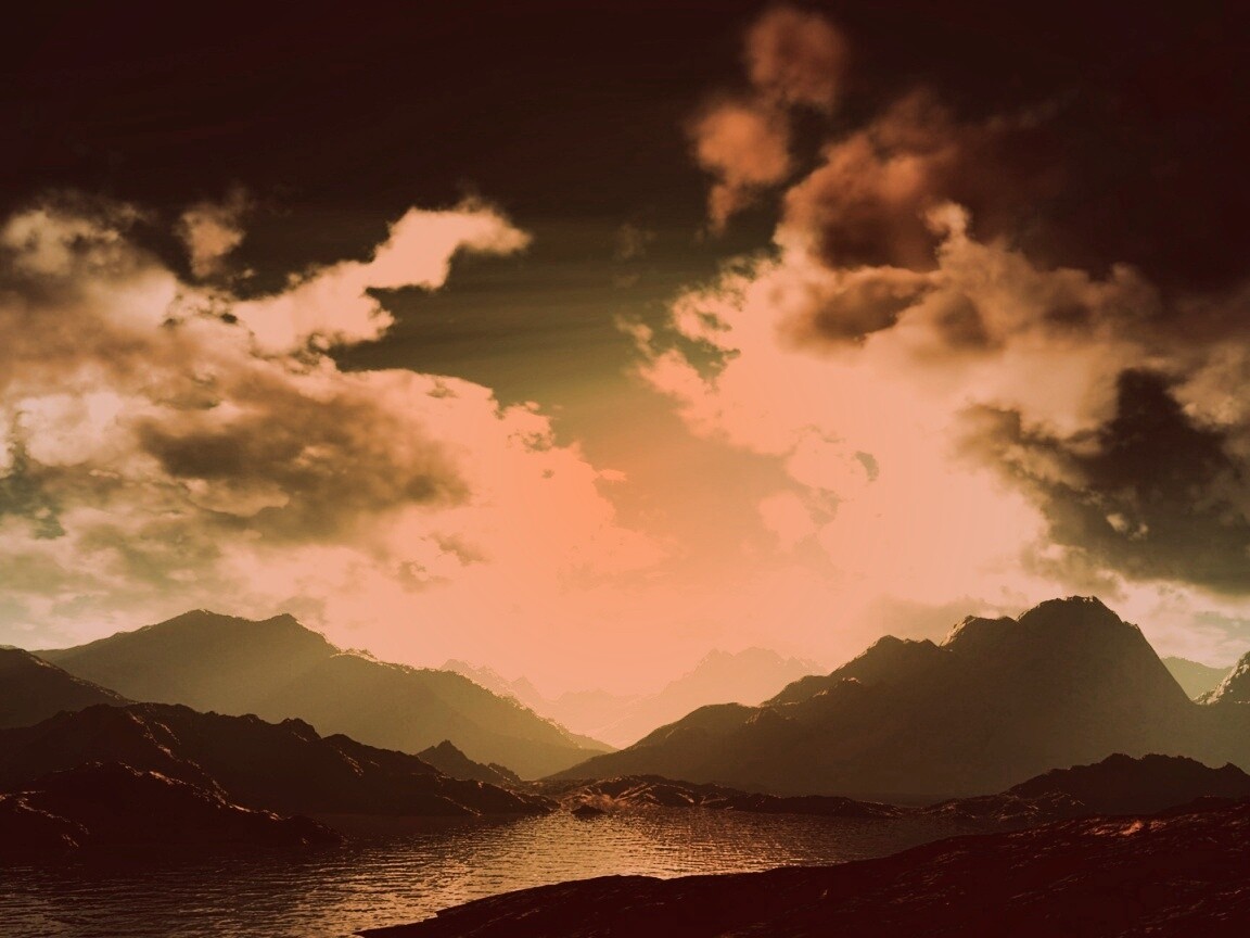 Закат в горах обои